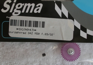 Spurzahnrad Sigma 34 Zähne für 2,38 mm Achsen