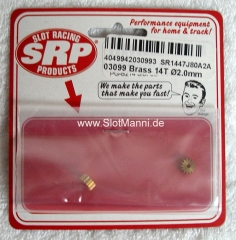 SRP Racing Pinion 2mm, 14 teeth, brass, 2 pieces